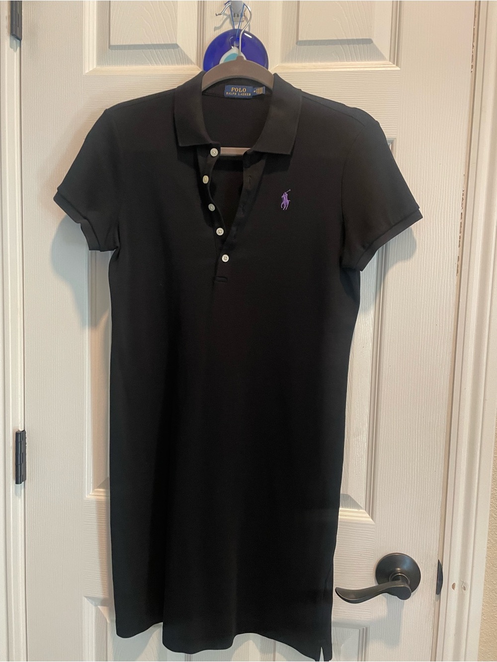 Ralph Lauren Black Polo Dress with Purple Pony Embroidery
